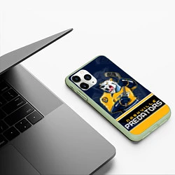 Чехол iPhone 11 Pro матовый Nashville Predators, цвет: 3D-салатовый — фото 2