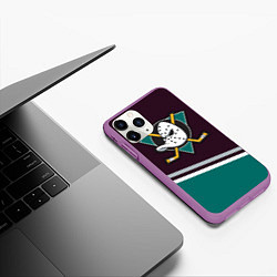 Чехол iPhone 11 Pro матовый Anaheim Ducks, цвет: 3D-фиолетовый — фото 2