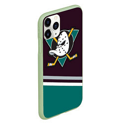 Чехол iPhone 11 Pro матовый Anaheim Ducks, цвет: 3D-салатовый — фото 2