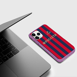 Чехол iPhone 11 Pro матовый ФК ЦСКА: Россети, цвет: 3D-фиолетовый — фото 2