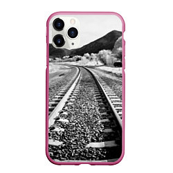 Чехол iPhone 11 Pro матовый Железная дорога, цвет: 3D-малиновый
