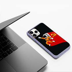 Чехол iPhone 11 Pro матовый Советский Гагарин, цвет: 3D-светло-сиреневый — фото 2