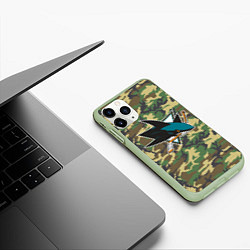 Чехол iPhone 11 Pro матовый Sharks Camouflage, цвет: 3D-салатовый — фото 2