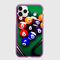 Чехол iPhone 11 Pro матовый Бильярд, цвет: 3D-фиолетовый