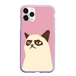 Чехол iPhone 11 Pro матовый Grumpy cat pink, цвет: 3D-светло-сиреневый