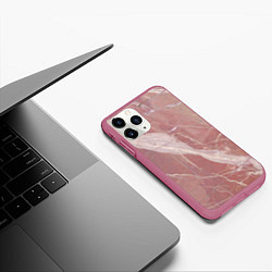 Чехол iPhone 11 Pro матовый Розовый мрамор, цвет: 3D-малиновый — фото 2