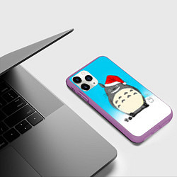 Чехол iPhone 11 Pro матовый Тоторо под снегом, цвет: 3D-фиолетовый — фото 2
