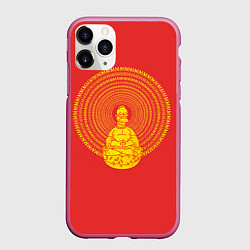 Чехол iPhone 11 Pro матовый Гомер медитирует, цвет: 3D-малиновый