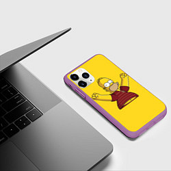 Чехол iPhone 11 Pro матовый Гомер-болельщик, цвет: 3D-фиолетовый — фото 2