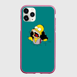 Чехол iPhone 11 Pro матовый Alien-Homer, цвет: 3D-малиновый