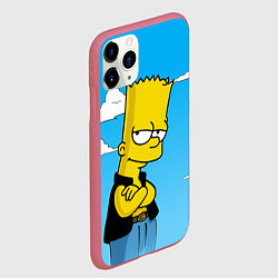 Чехол iPhone 11 Pro матовый Задумчивый Барт, цвет: 3D-малиновый — фото 2