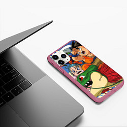 Чехол iPhone 11 Pro матовый Dragon Ball Team, цвет: 3D-малиновый — фото 2