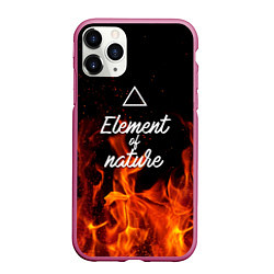 Чехол iPhone 11 Pro матовый Стихия огня, цвет: 3D-малиновый