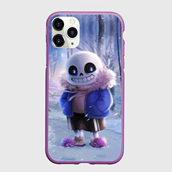 Чехол iPhone 11 Pro матовый Winter forest & Sans, цвет: 3D-фиолетовый