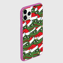 Чехол iPhone 11 Pro матовый Sad frog new year, цвет: 3D-фиолетовый — фото 2