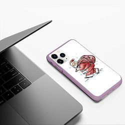 Чехол iPhone 11 Pro матовый Дед мороз, цвет: 3D-сиреневый — фото 2