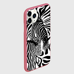 Чехол iPhone 11 Pro матовый Полосатая зебра, цвет: 3D-малиновый — фото 2