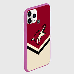 Чехол iPhone 11 Pro матовый NHL: Arizona Coyotes, цвет: 3D-фиолетовый — фото 2