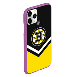 Чехол iPhone 11 Pro матовый NHL: Boston Bruins, цвет: 3D-фиолетовый — фото 2