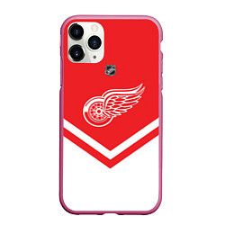 Чехол iPhone 11 Pro матовый NHL: Detroit Red Wings, цвет: 3D-малиновый