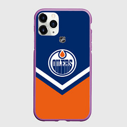 Чехол iPhone 11 Pro матовый NHL: Edmonton Oilers, цвет: 3D-фиолетовый