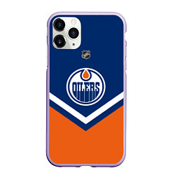 Чехол iPhone 11 Pro матовый NHL: Edmonton Oilers, цвет: 3D-светло-сиреневый