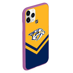 Чехол iPhone 11 Pro матовый NHL: Nashville Predators, цвет: 3D-фиолетовый — фото 2