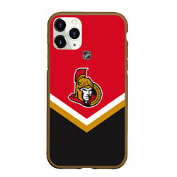 Чехол iPhone 11 Pro матовый NHL: Ottawa Senators, цвет: 3D-коричневый