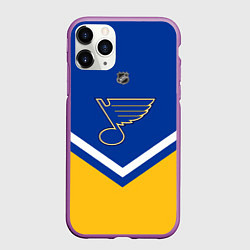 Чехол iPhone 11 Pro матовый NHL: St. Louis Blues, цвет: 3D-фиолетовый