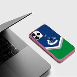 Чехол iPhone 11 Pro матовый NHL: Vancouver Canucks, цвет: 3D-малиновый — фото 2