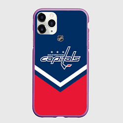 Чехол iPhone 11 Pro матовый NHL: Washington Capitals, цвет: 3D-фиолетовый