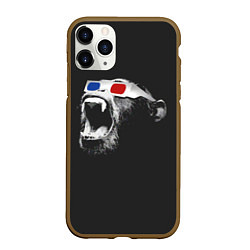 Чехол iPhone 11 Pro матовый 3D Monkey, цвет: 3D-коричневый