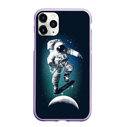 Чехол iPhone 11 Pro матовый Космический скейтбординг, цвет: 3D-светло-сиреневый