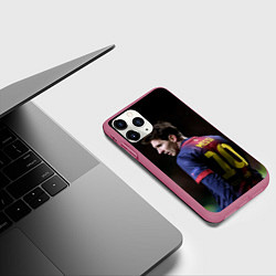 Чехол iPhone 11 Pro матовый Месси 10, цвет: 3D-малиновый — фото 2