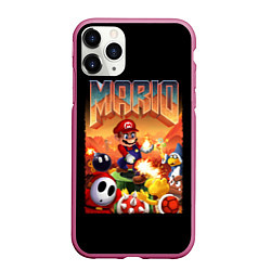 Чехол iPhone 11 Pro матовый Mario Doom, цвет: 3D-малиновый