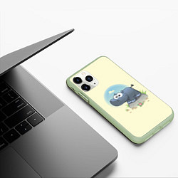 Чехол iPhone 11 Pro матовый Маленький бегемотик, цвет: 3D-салатовый — фото 2