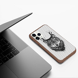 Чехол iPhone 11 Pro матовый Рогатый волк, цвет: 3D-коричневый — фото 2