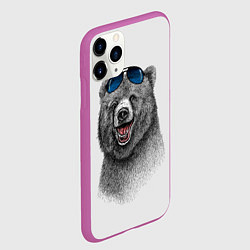 Чехол iPhone 11 Pro матовый Счастливый медведь, цвет: 3D-фиолетовый — фото 2