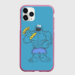 Чехол iPhone 11 Pro матовый Коржик качок, цвет: 3D-малиновый