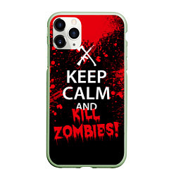 Чехол iPhone 11 Pro матовый Keep Calm & Kill Zombies, цвет: 3D-салатовый