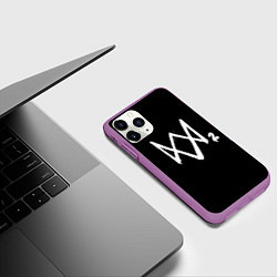 Чехол iPhone 11 Pro матовый Watch Dogs 2 лого, цвет: 3D-фиолетовый — фото 2