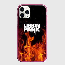 Чехол iPhone 11 Pro матовый Linkin Park: Hell Flame, цвет: 3D-малиновый