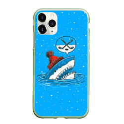 Чехол iPhone 11 Pro матовый Акула хоккейный фанат