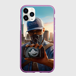 Чехол iPhone 11 Pro матовый Watch Dogs 2, цвет: 3D-фиолетовый