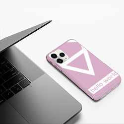 Чехол iPhone 11 Pro матовый Hello world, цвет: 3D-розовый — фото 2