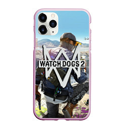 Чехол iPhone 11 Pro матовый Watch Dogs 2, цвет: 3D-розовый