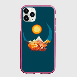 Чехол iPhone 11 Pro матовый Лиса под солнцем, цвет: 3D-малиновый