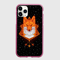 Чехол iPhone 11 Pro матовый Огненный лис, цвет: 3D-малиновый
