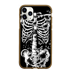 Чехол iPhone 11 Pro матовый Floral Skeleton, цвет: 3D-коричневый