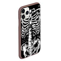 Чехол iPhone 11 Pro матовый Floral Skeleton, цвет: 3D-коричневый — фото 2